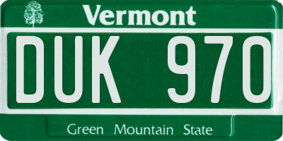 VT license plate DUK970