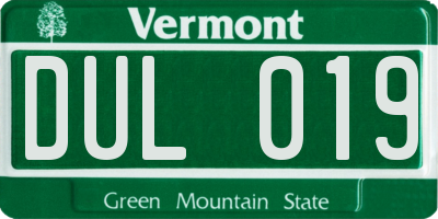 VT license plate DUL019