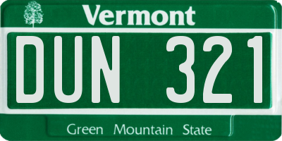 VT license plate DUN321