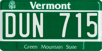VT license plate DUN715