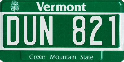 VT license plate DUN821