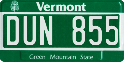 VT license plate DUN855