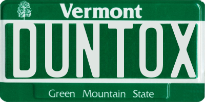 VT license plate DUNTOX