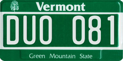VT license plate DUO081