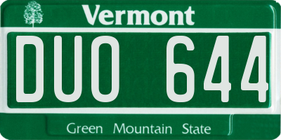 VT license plate DUO644