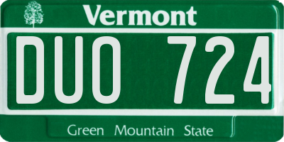 VT license plate DUO724