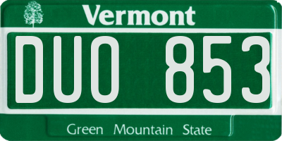 VT license plate DUO853