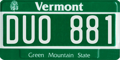 VT license plate DUO881