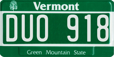 VT license plate DUO918