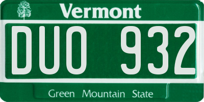 VT license plate DUO932
