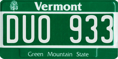 VT license plate DUO933