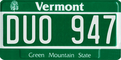 VT license plate DUO947