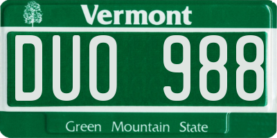 VT license plate DUO988
