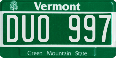 VT license plate DUO997