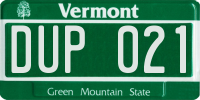 VT license plate DUP021
