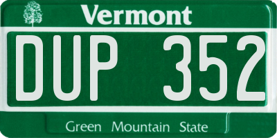 VT license plate DUP352