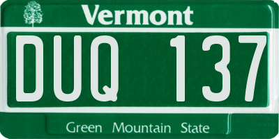 VT license plate DUQ137