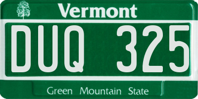 VT license plate DUQ325