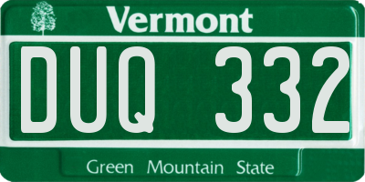 VT license plate DUQ332