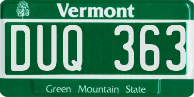 VT license plate DUQ363