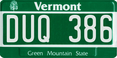 VT license plate DUQ386