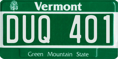 VT license plate DUQ401