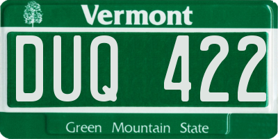 VT license plate DUQ422