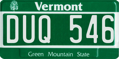 VT license plate DUQ546