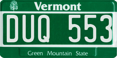 VT license plate DUQ553