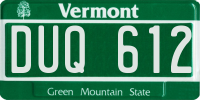 VT license plate DUQ612