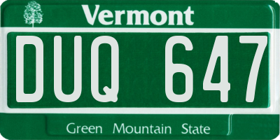 VT license plate DUQ647