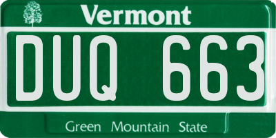 VT license plate DUQ663