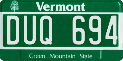 VT license plate DUQ694