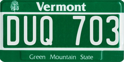 VT license plate DUQ703