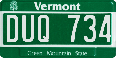 VT license plate DUQ734