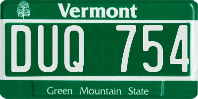 VT license plate DUQ754