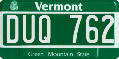VT license plate DUQ762