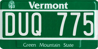 VT license plate DUQ775