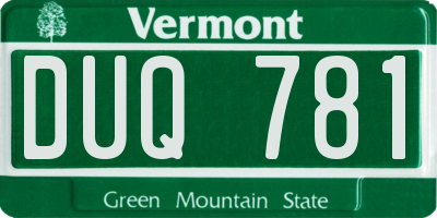 VT license plate DUQ781