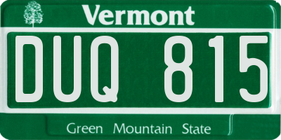 VT license plate DUQ815