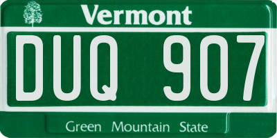 VT license plate DUQ907