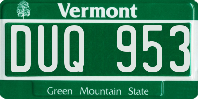 VT license plate DUQ953
