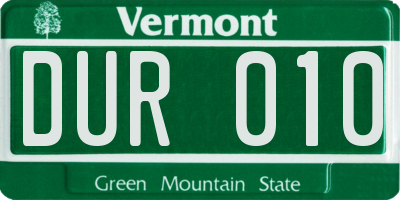 VT license plate DUR010