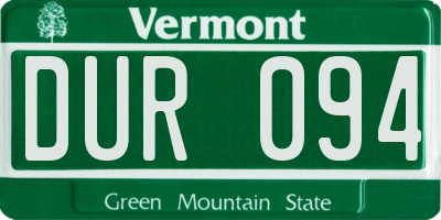 VT license plate DUR094
