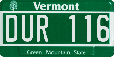 VT license plate DUR116