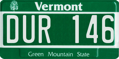 VT license plate DUR146