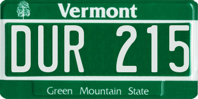 VT license plate DUR215