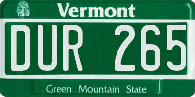 VT license plate DUR265