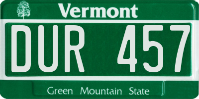 VT license plate DUR457