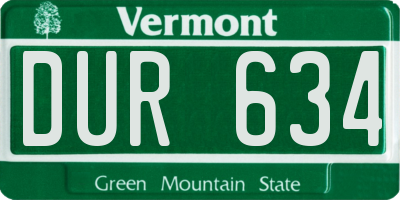 VT license plate DUR634